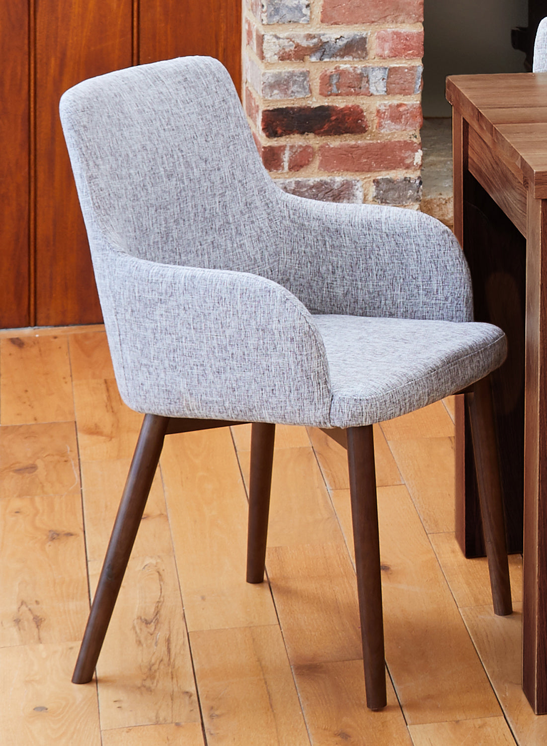 Walnut Light Grey Chair (Pack of two) : Pair of exquisite oak upholstered dining chairs. Part of the Walnut dining room furniture ranges