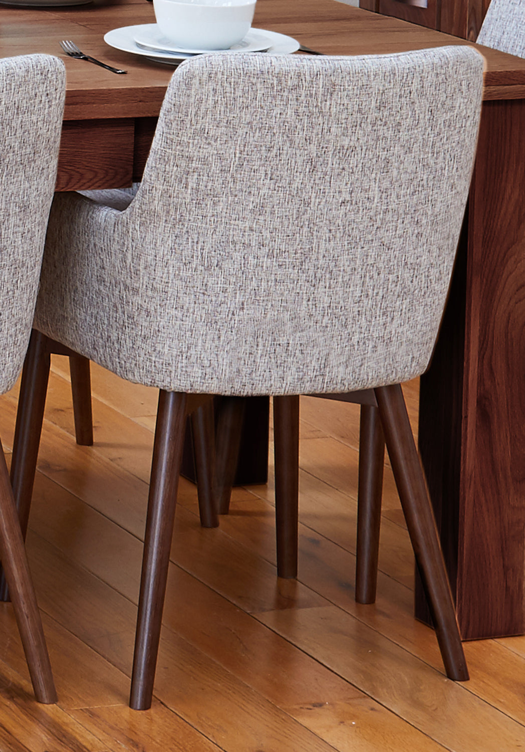 Walnut Light Grey Chair (Pack of two) : Pair of exquisite oak upholstered dining chairs. Part of the Walnut dining room furniture ranges