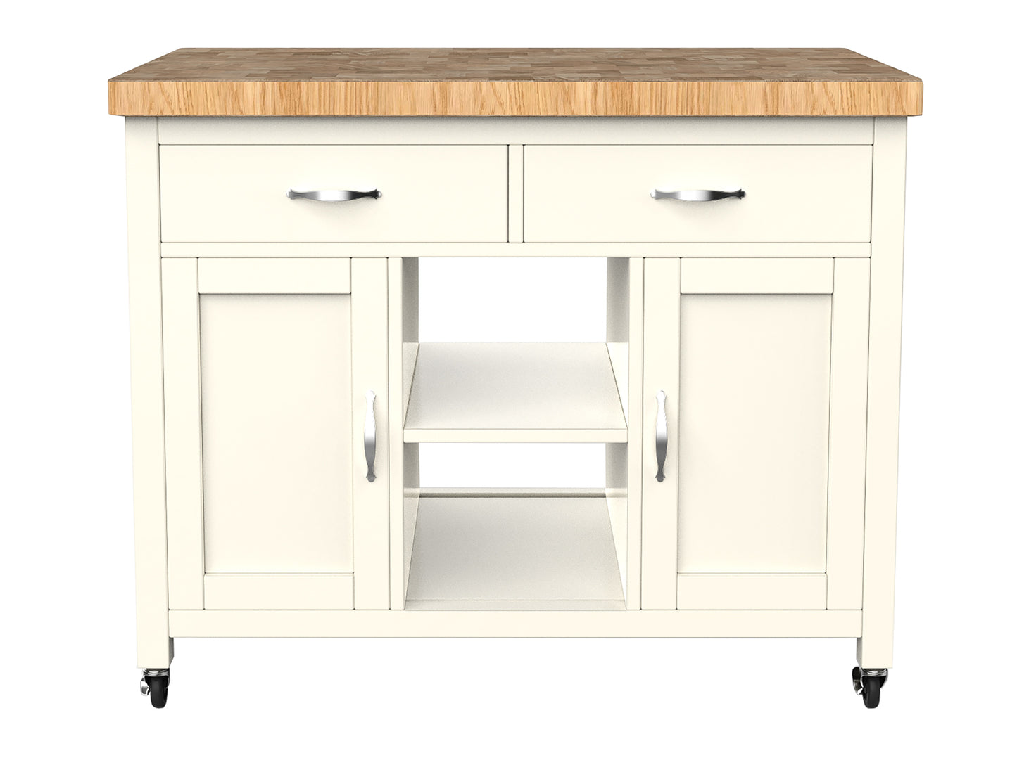 Kitchen Island (Cream) with Butchers Block :
