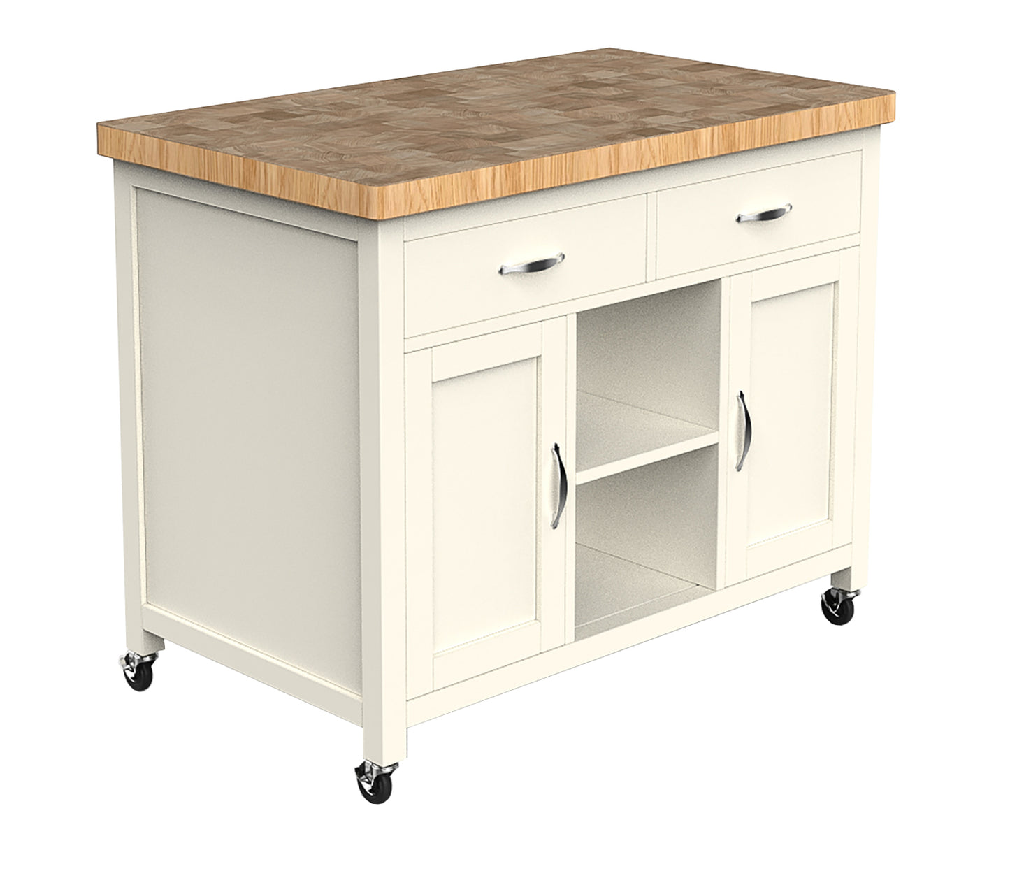 Kitchen Island (Cream) with Butchers Block :