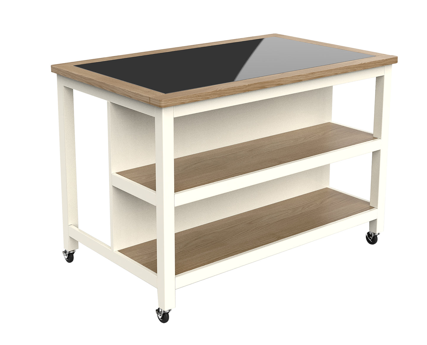 Kitchen Island (Cream) Open with Breakfast Bar :