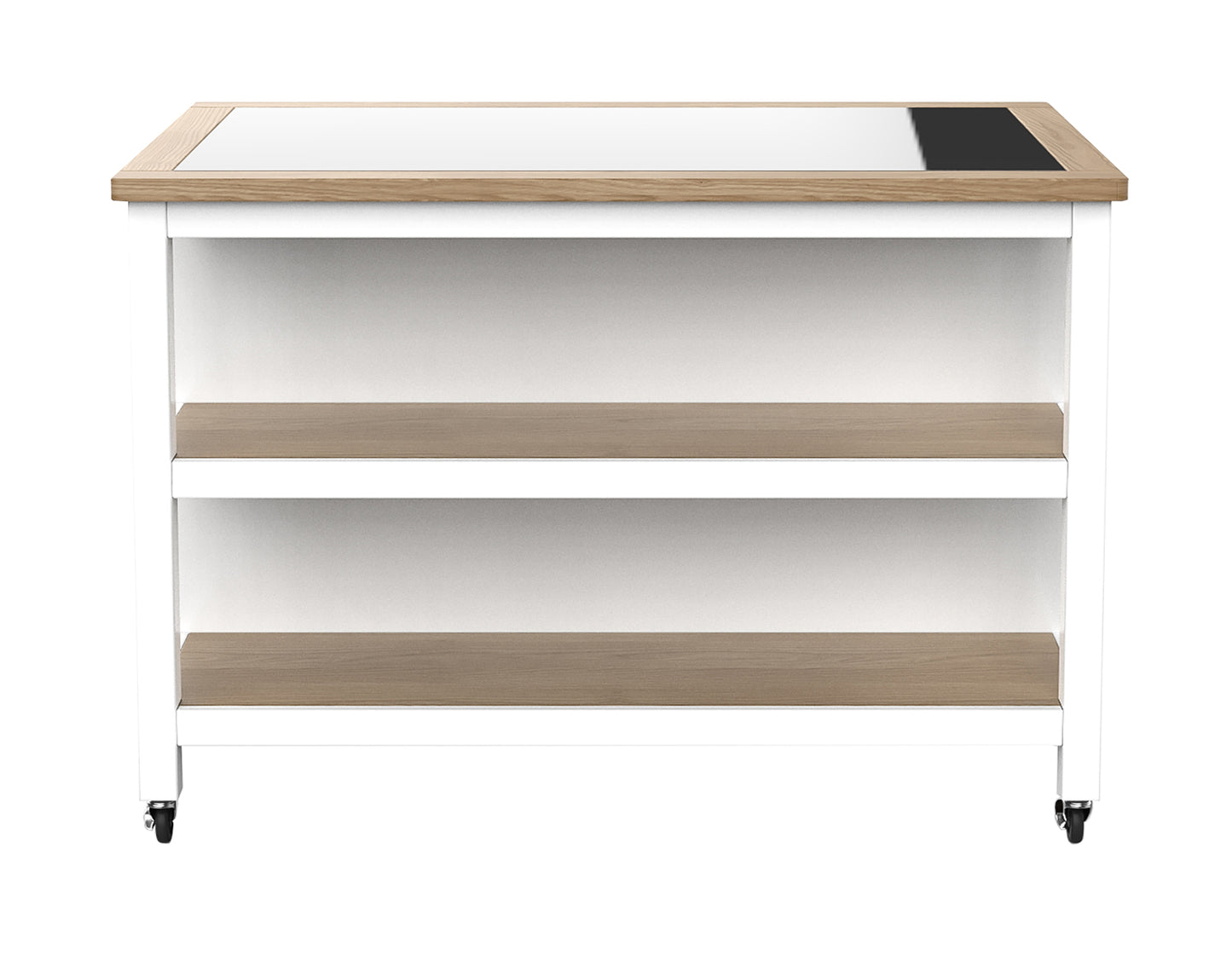 Kitchen Island (White) Open with Breakfast Bar :