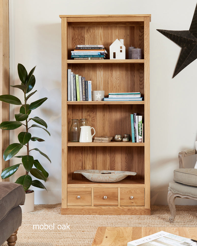 Oak Large 3 Drawer Bookcase : large 3 drawer bookcase. Quality storage solutions for contemporary living. Part of the Oak living room furniture range.
