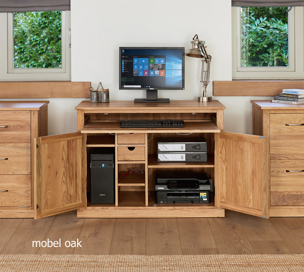 Oak Hidden Home Office : Oak Hidden Home Office computer desk. This stylish desk is designed to hide away all your computer equipment. Part of the Oak home office furniture range.