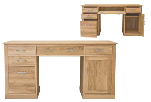 Oak Twin Pedestal Computer Desk : Oak large twin pedestal computer desk. Stylish solutions for contemporary living. Part of the Oak home office furniture range.