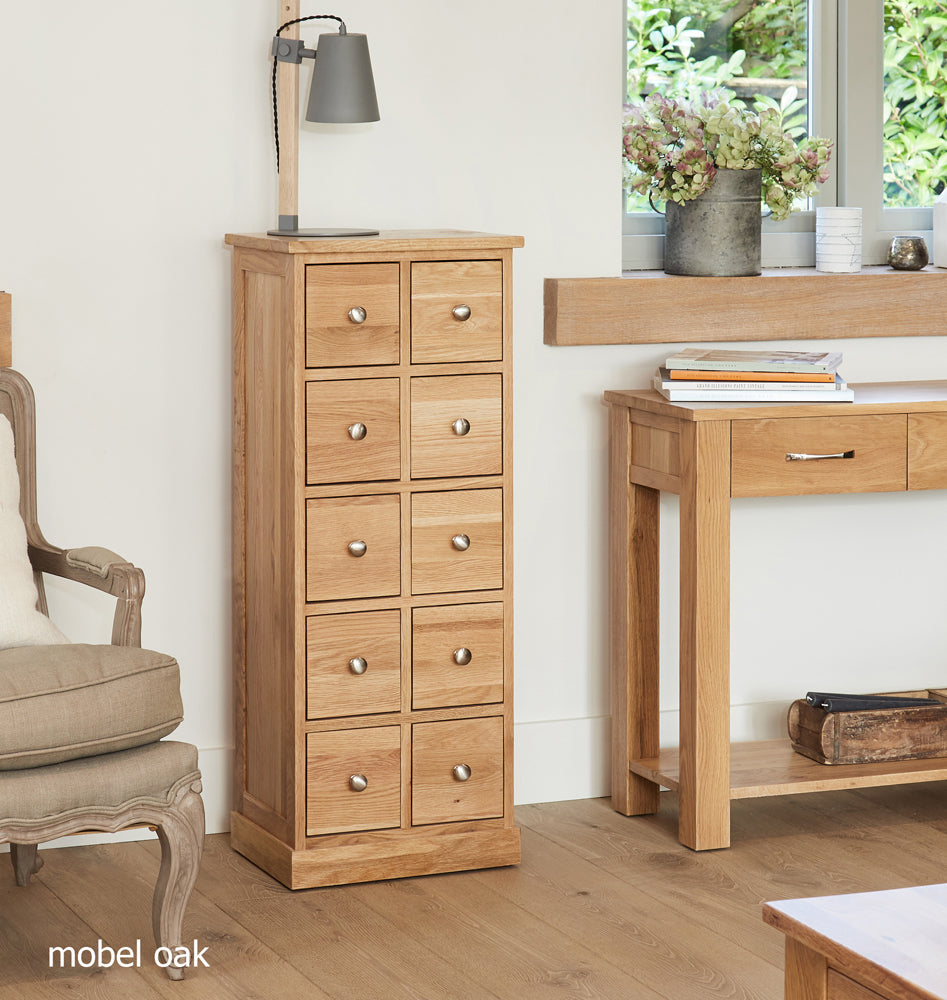 Oak Multi-Drawer DVD / CD Storage Chest : Oak multi-drawer storage chest of drawers. Stylish solutions for contemporary living. Part of the Oak living room furniture range.