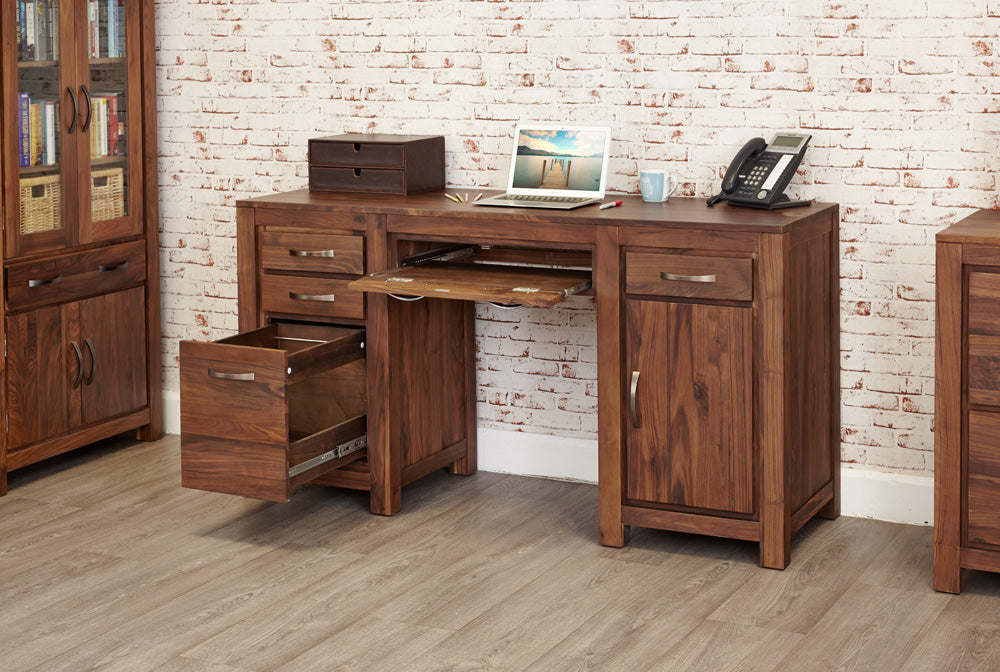 Walnut Twin Pedestal Computer Desk : Walnut large twin pedestal computer desk. Stylish solutions for contemporary living. Part of the walnut home office furniture range.