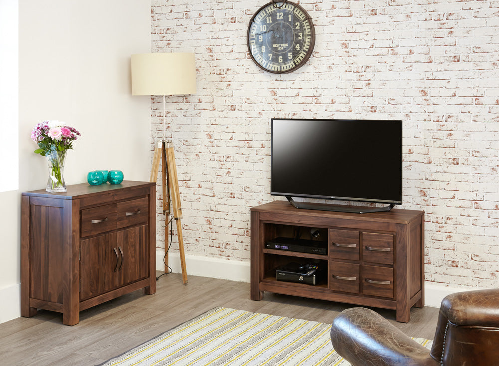 Walnut Four Drawer Television Cabinet : Walnut four drawer TV cabinet. Stylish solutions for contemporary living. Part of the Walnut living room furniture range.