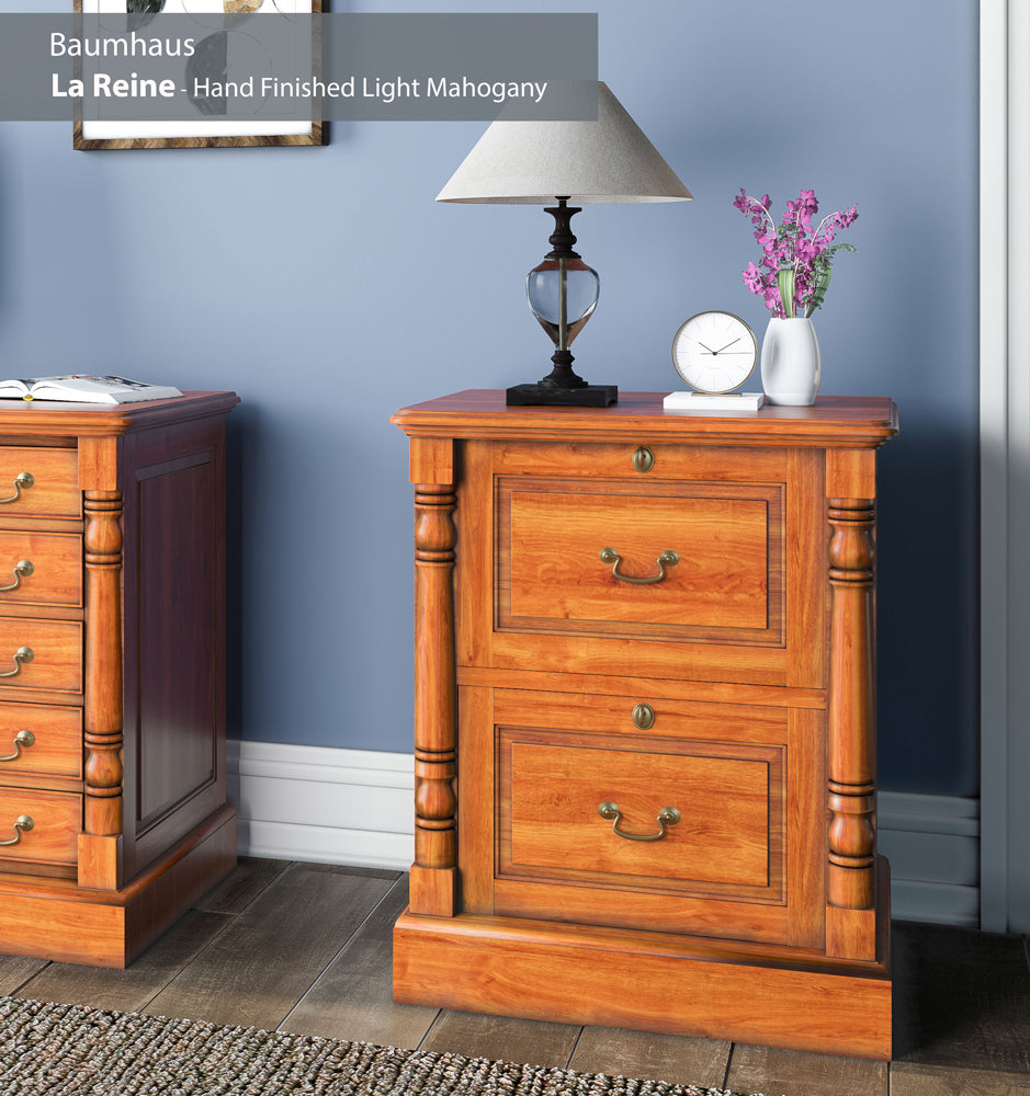 Two Drawer Filing Cabinet : , Tea Brown, Light Brown antique distressed painted mahogany two drawer filing cabinet. Stylish solutions for traditional living. Part of the stunning home office furniture collection.