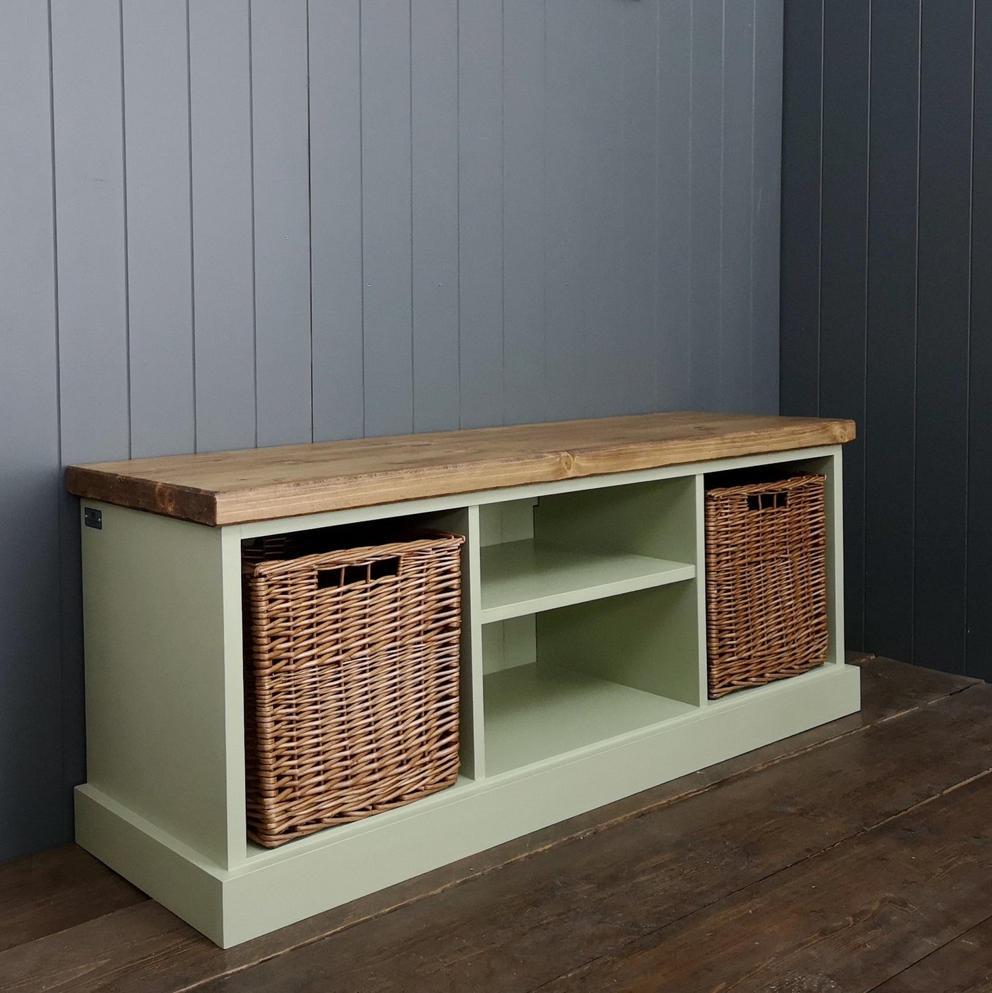 Rustic Shoe Bench & Baskets