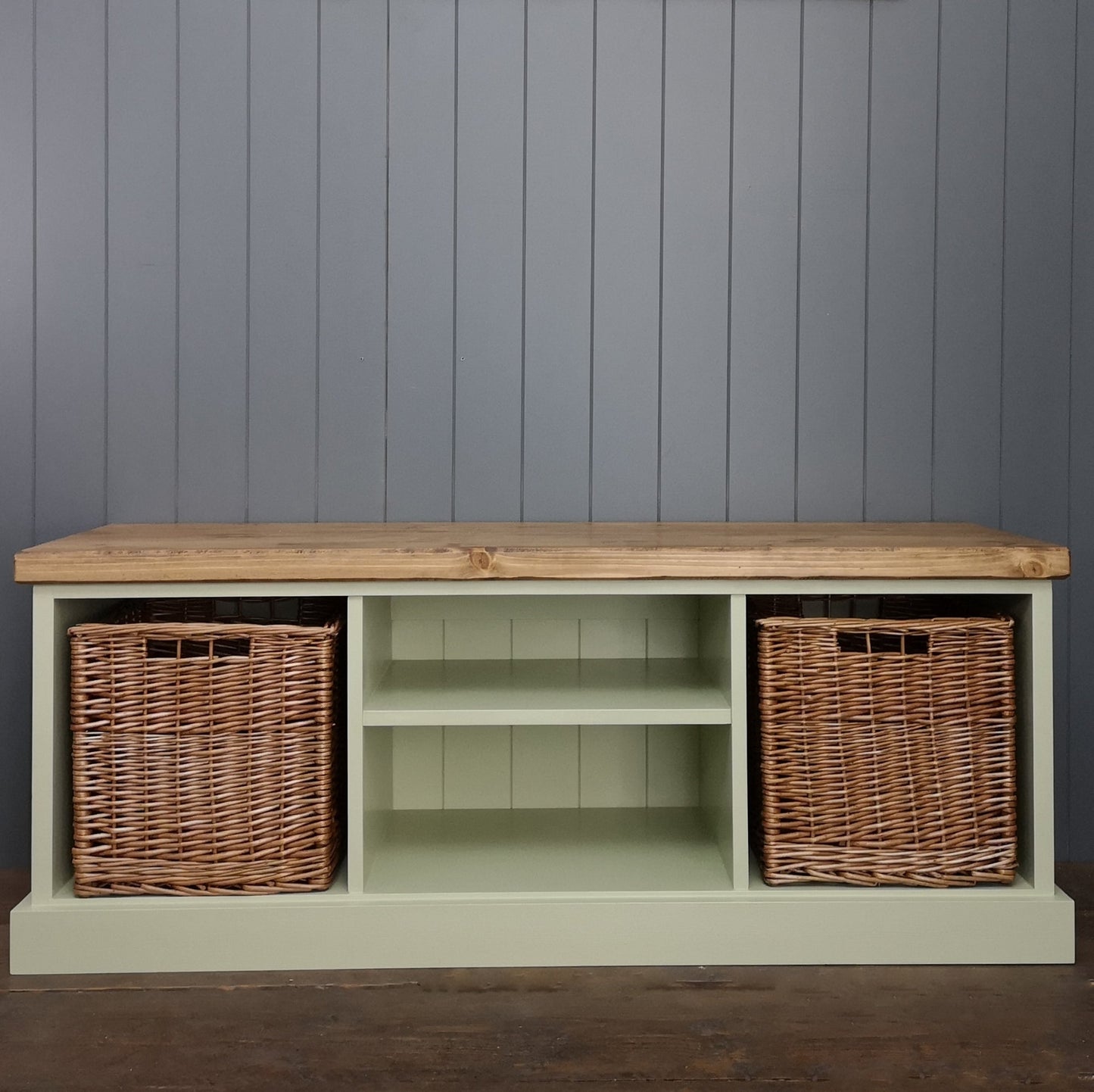 Rustic Shoe Bench & Baskets