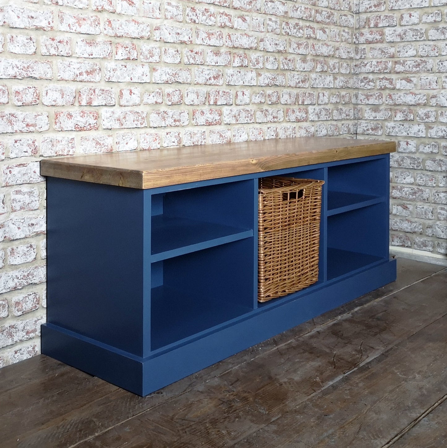 Shoe bench coat rack hallway set with large storage basket & storage box baskets