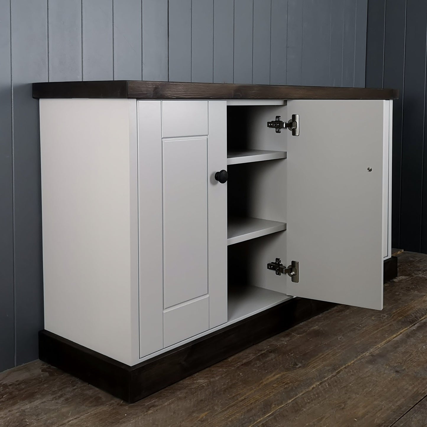 Large Rustic Shoe Cupboard with 3 Shelves
