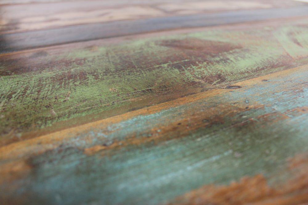 Round Dining Table (100cm x 100cm) : round dining table. Made from reclaimed wood salvaged from old buildings in southern India. Part of the range, colourful furniture for stylish living.