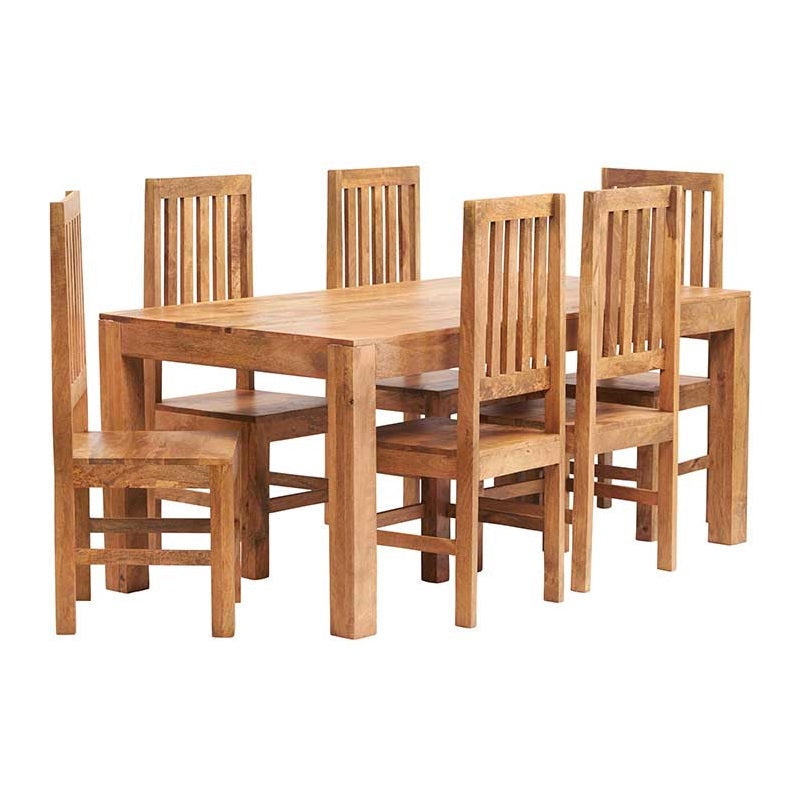 LIGHT MANGO 6FT DINING SET WITH WOODEN CHAIRS