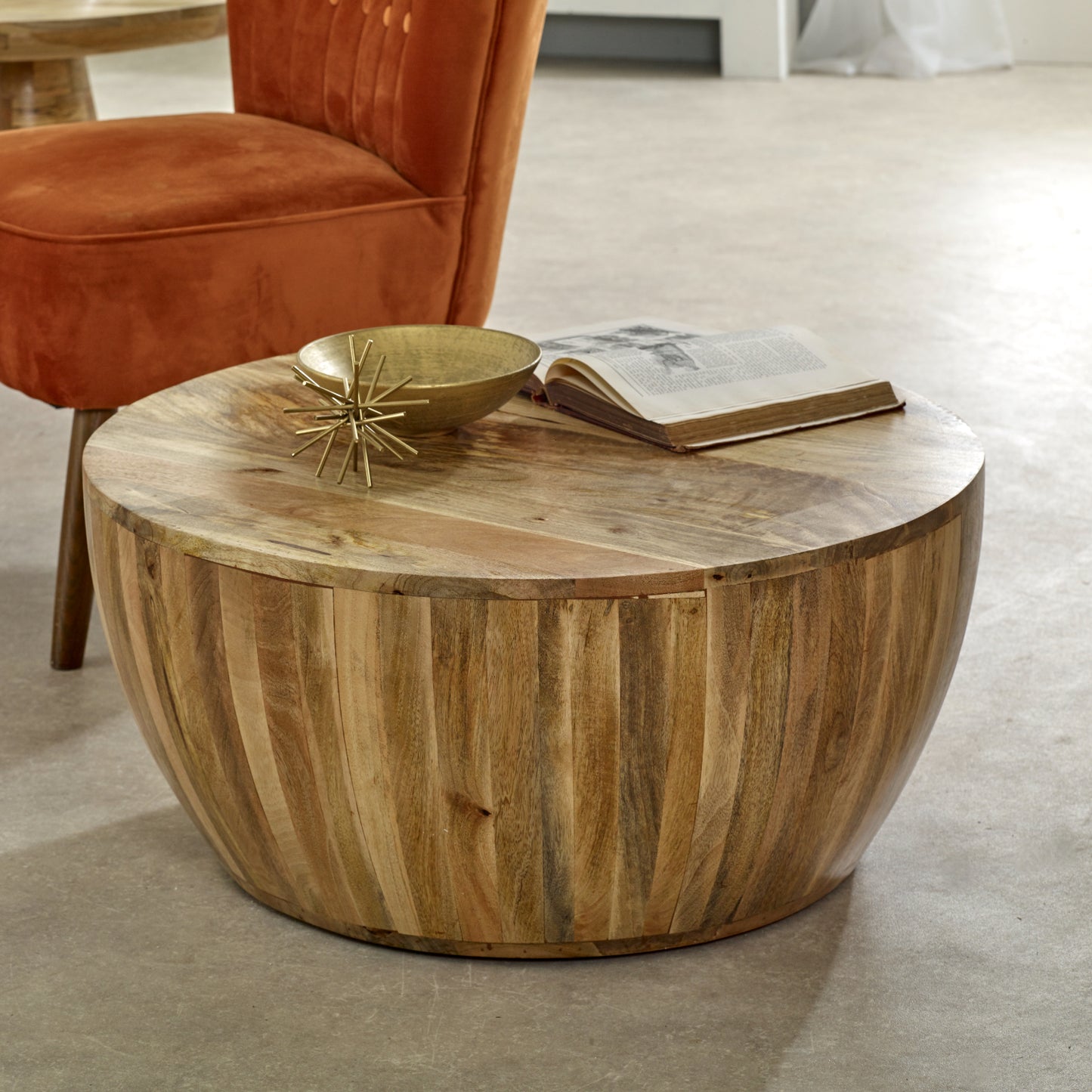 Solid Wood Drum Coffee Table