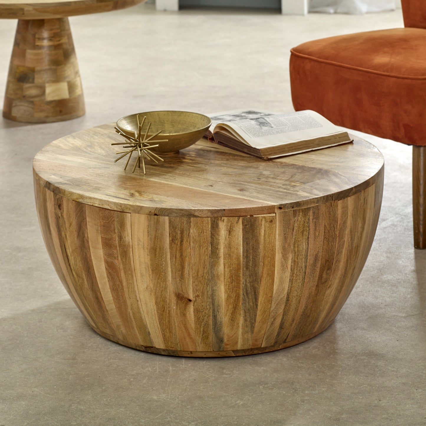 Solid Wood Drum Coffee Table