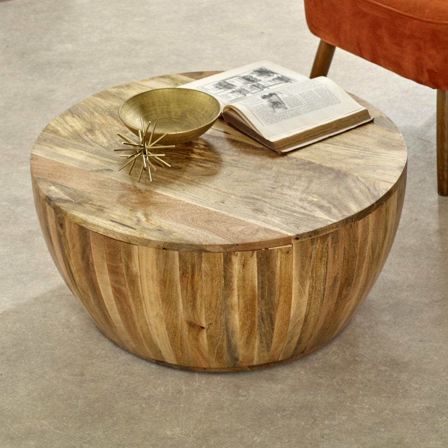 Solid Wood Drum Coffee Table