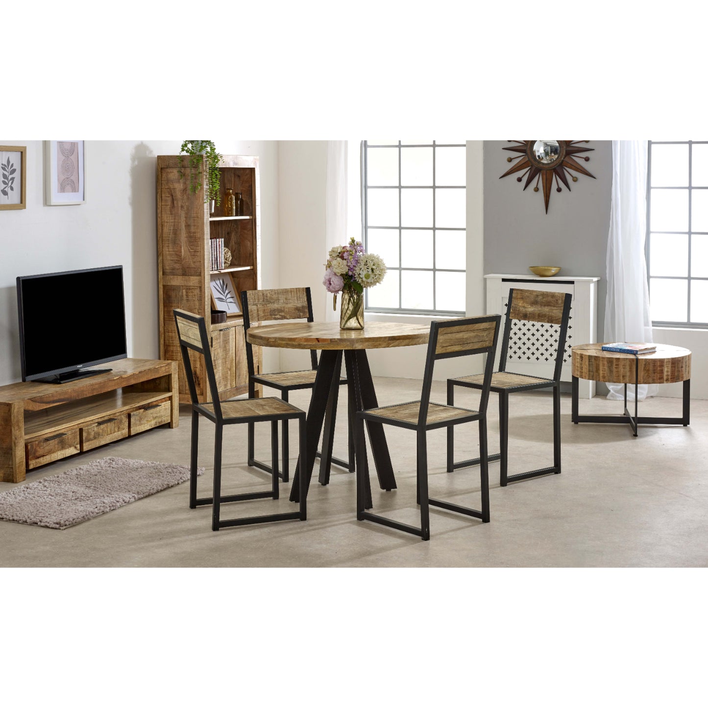 Solid Wood Coffee Table With Metal Legs