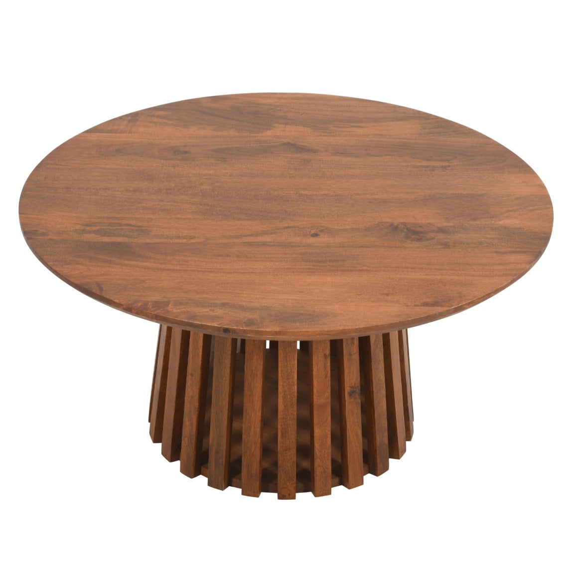 Slatted Mango Wood Round Coffee Table 80cm