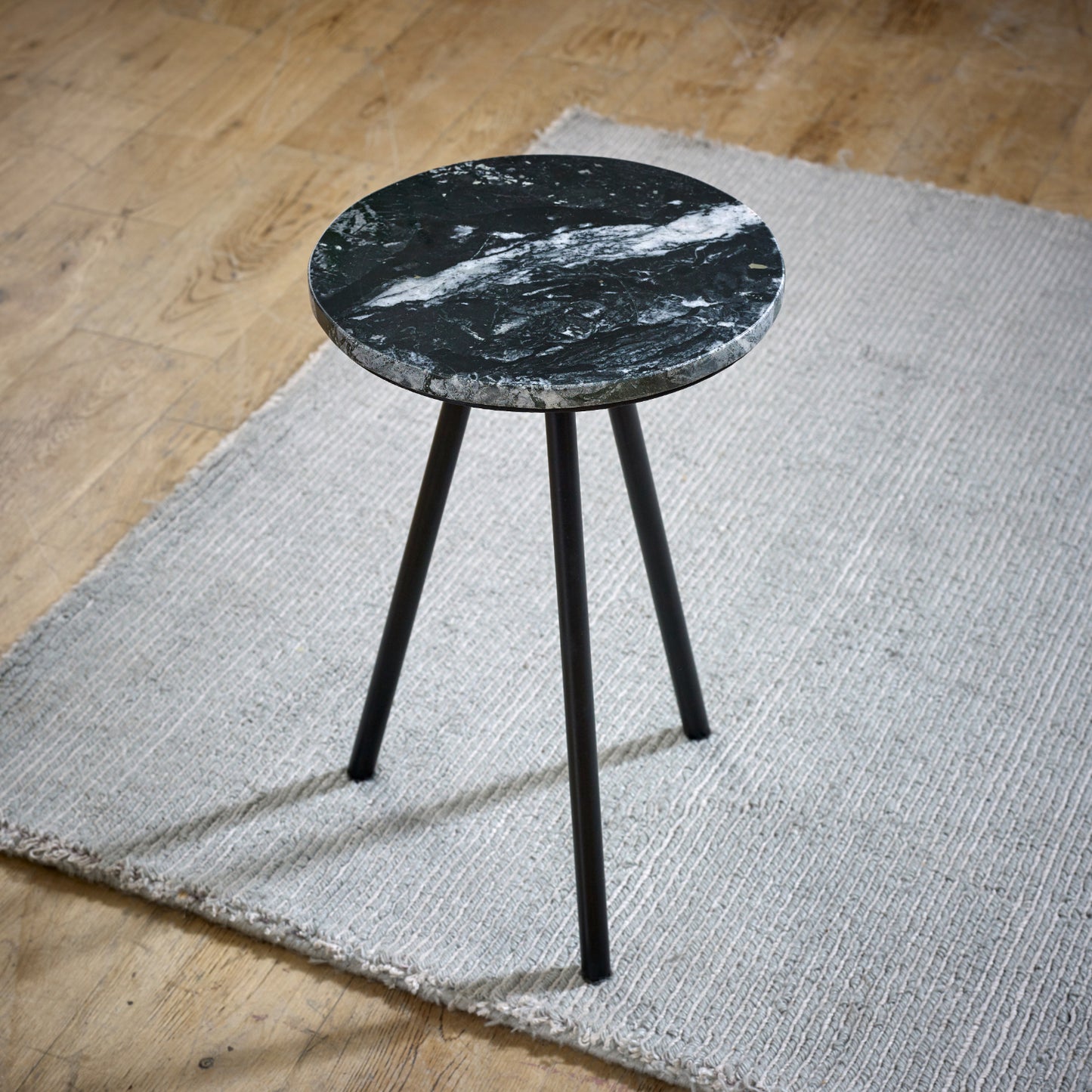 Side Table With Black Marble Top & Metal Legs