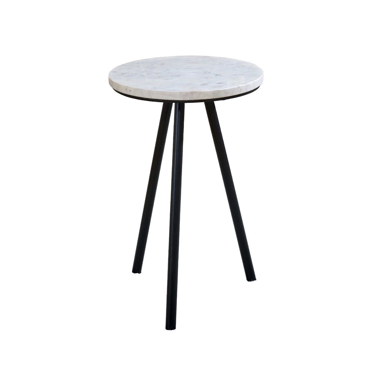 Side Table With White Marble Top & Metal Legs