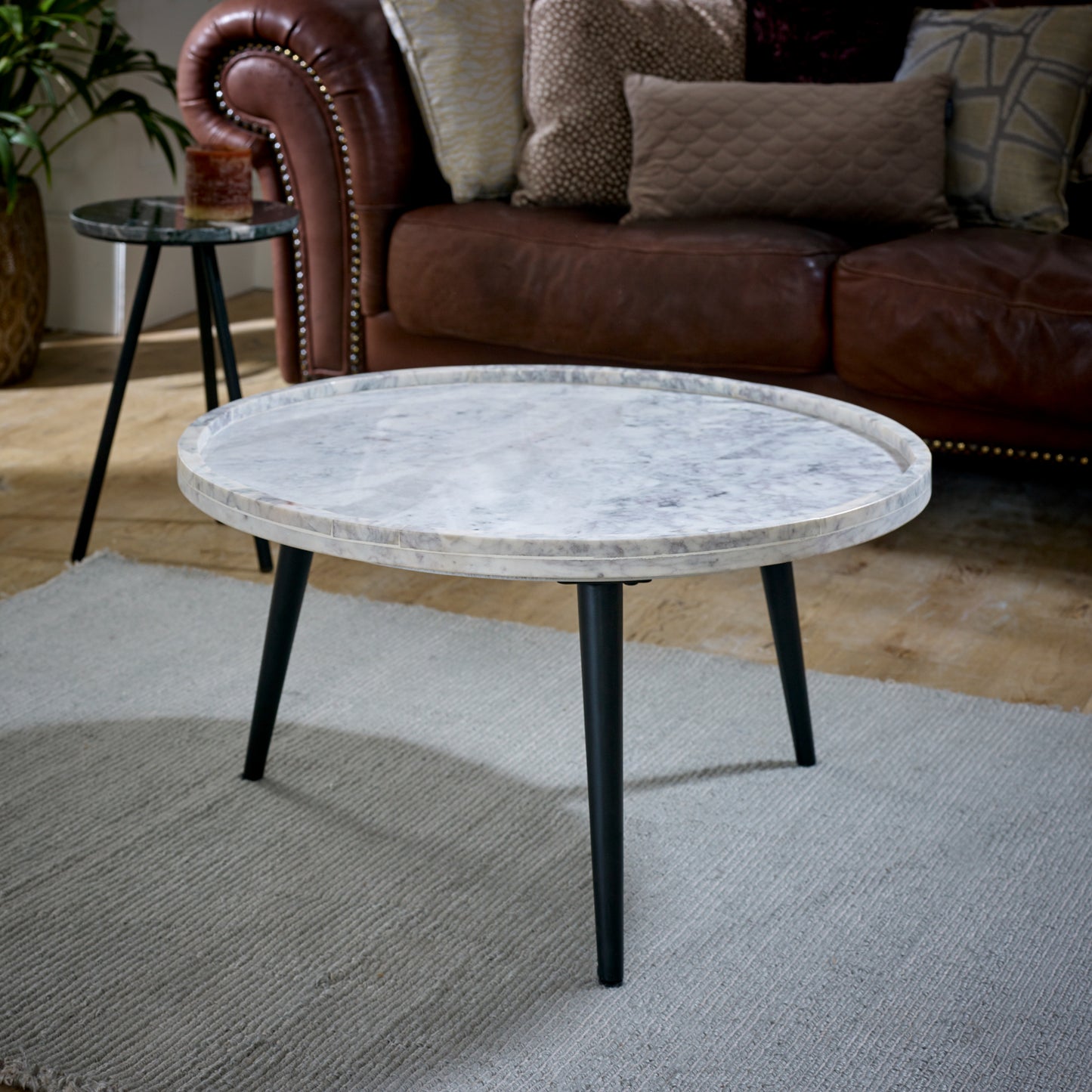 Coffee Table With Marble Top And Metal Legs