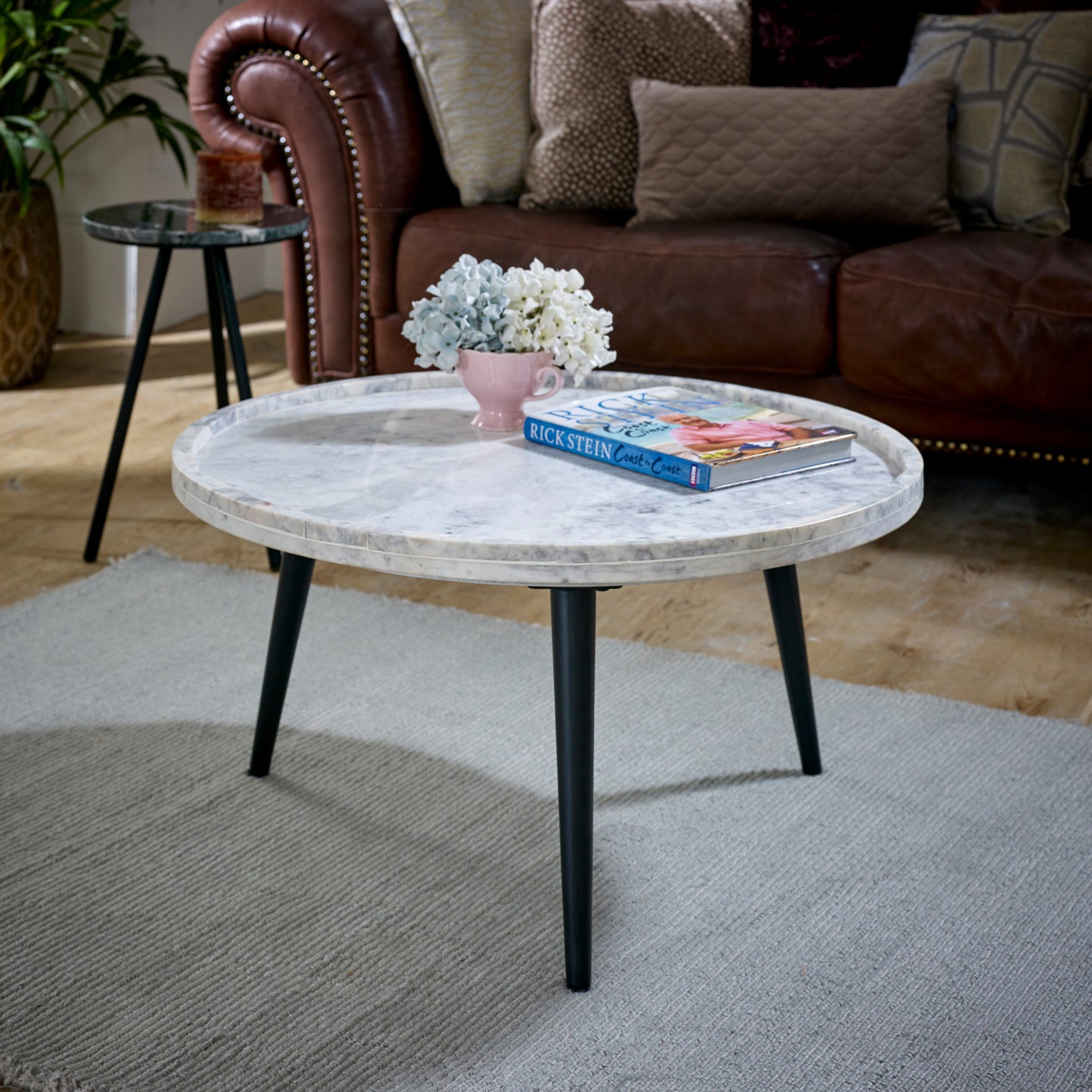 Coffee Table With Marble Top And Metal Legs