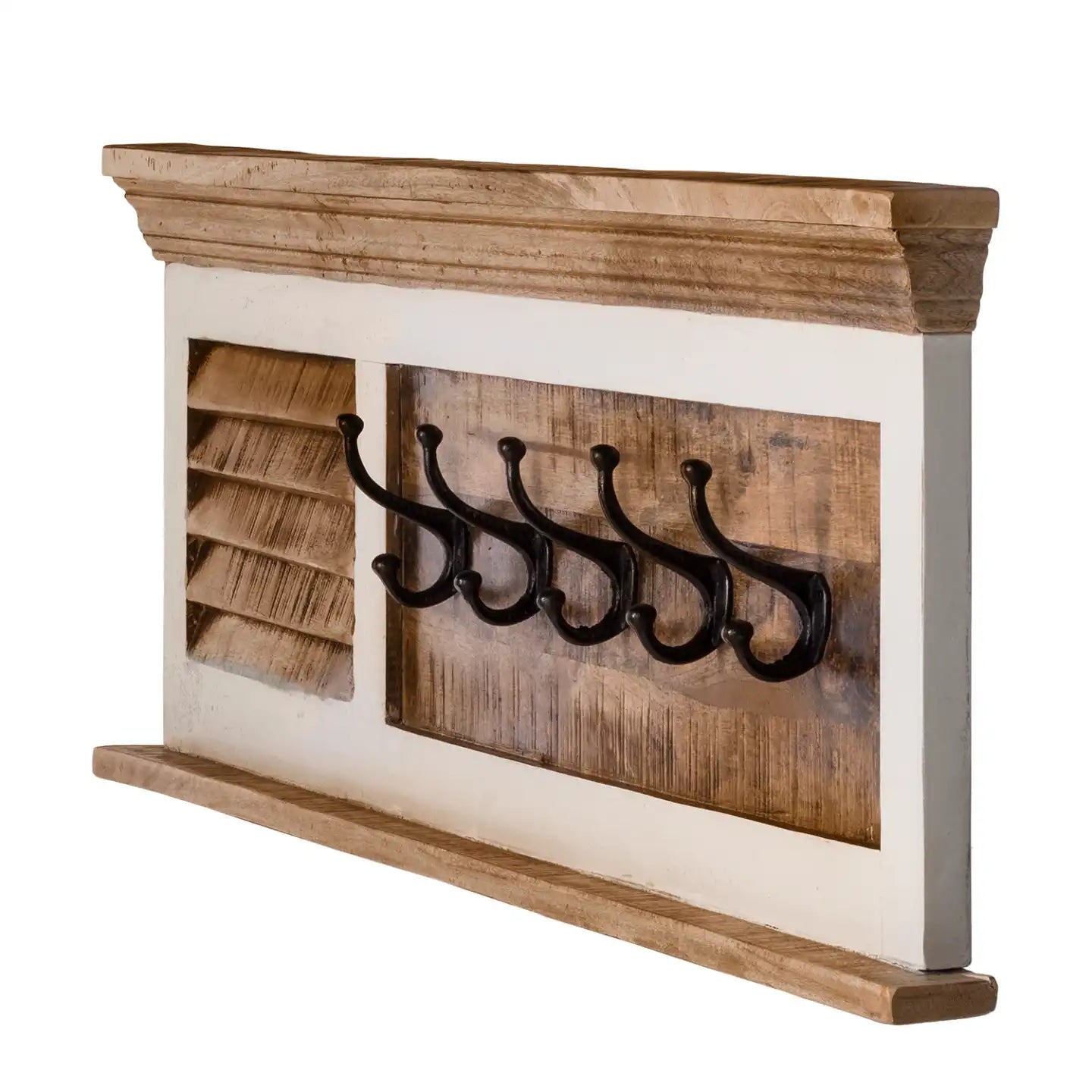 Wood Shoe Rack & Hanger Wall Hook Set