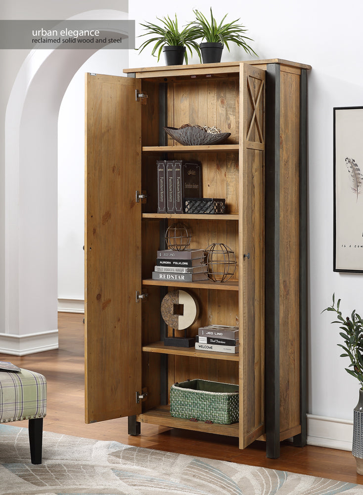Reclaimed Living Room Storage Cabinet : , Large living room reclaimed Wood and Steel Storage Cabinet, stylish