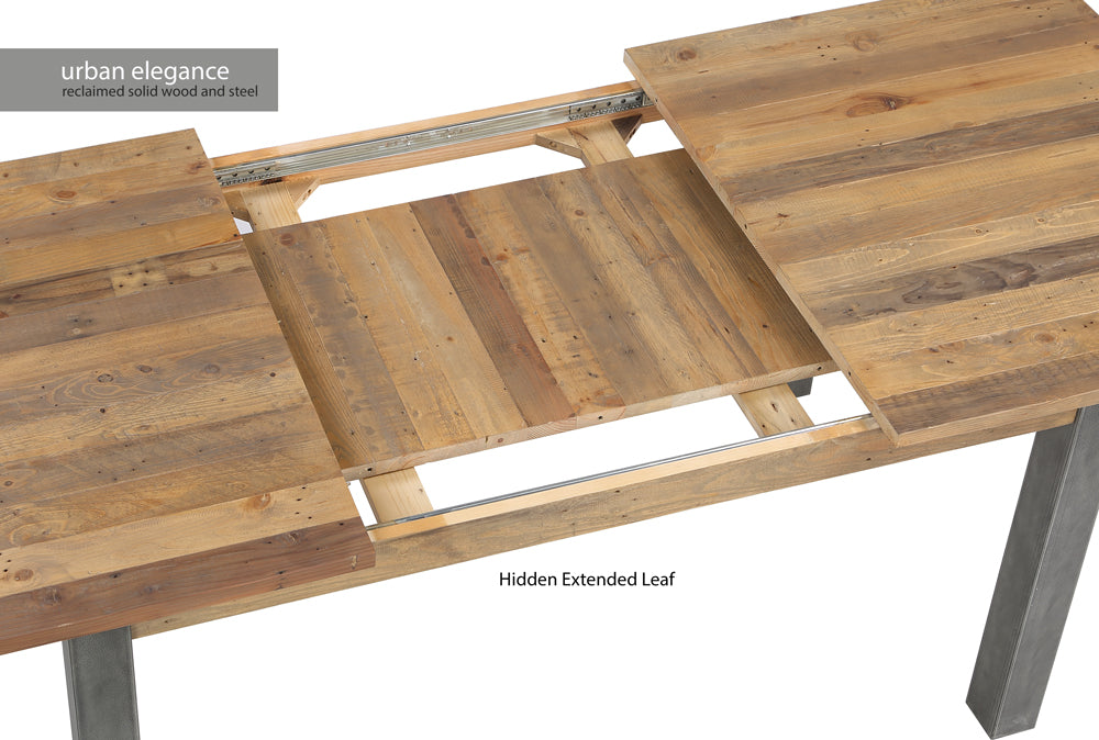 Reclaimed Extending Dining Table : Reclaimed Wood and Steel Extending Dining Table, stylish