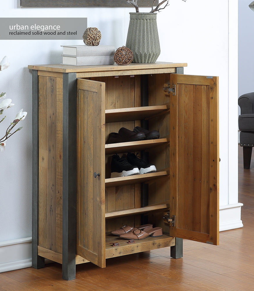 Reclaimed Large Shoe Storage Cupboard : Reclaimed Wood and Steel Shoe Storage Cupboard, stylish
