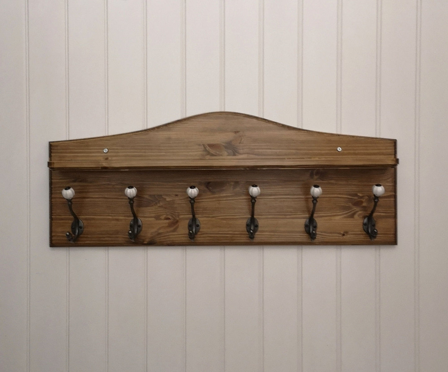 Classic Hat & Coat Rack with coloured ceramic hooks