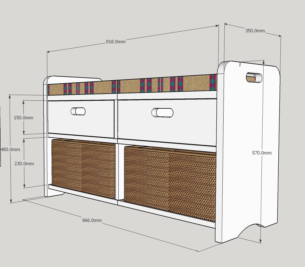 Original Crate Furniture storage settle dimensions