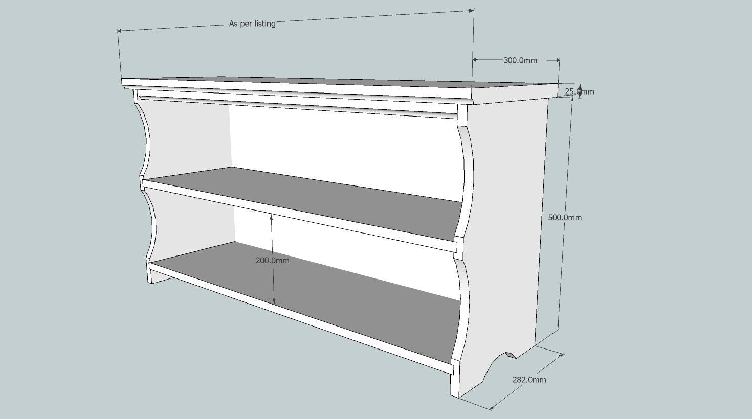 Hallway set shoe bench dimensions