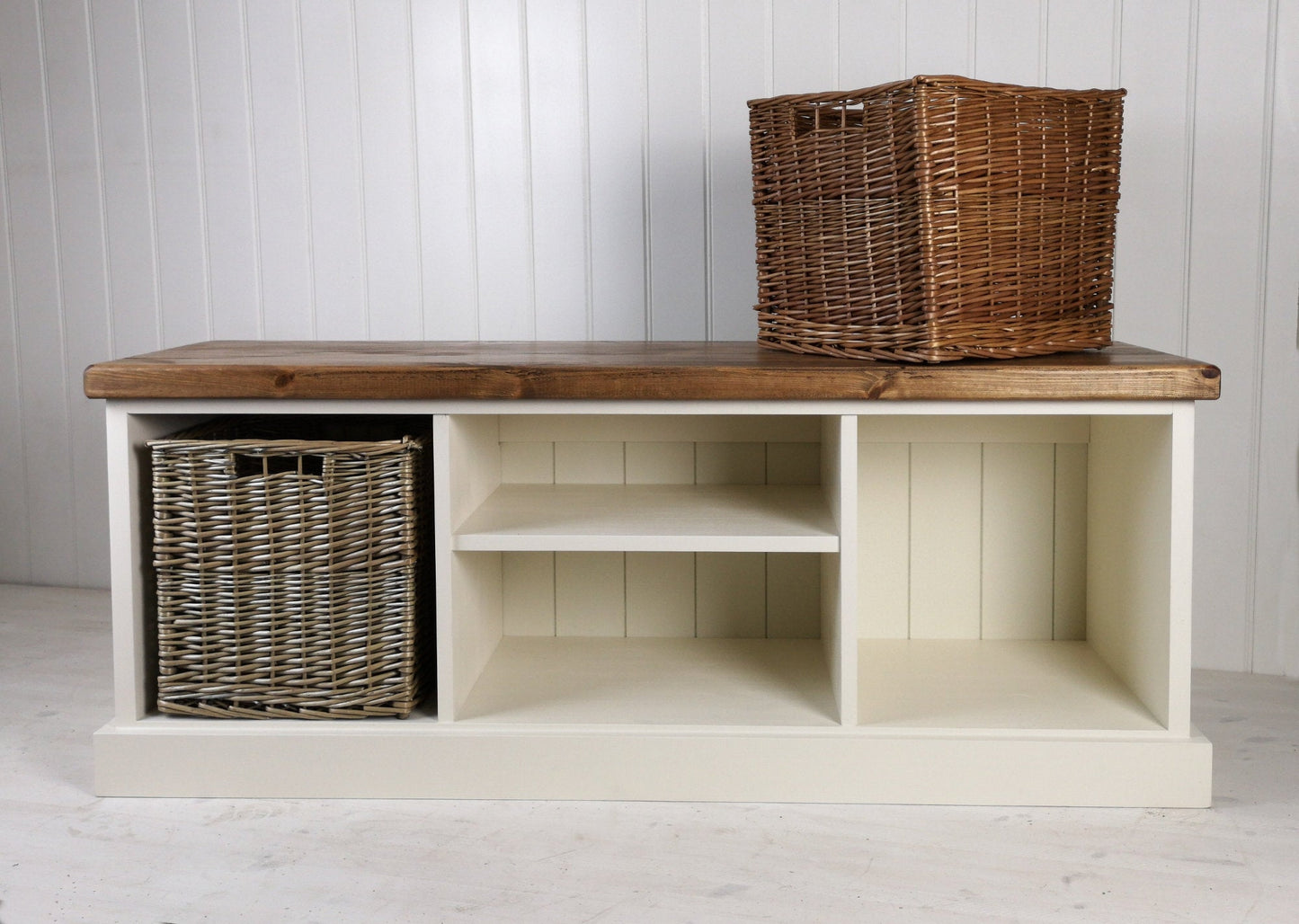 Rustic Shoe Bench & Baskets