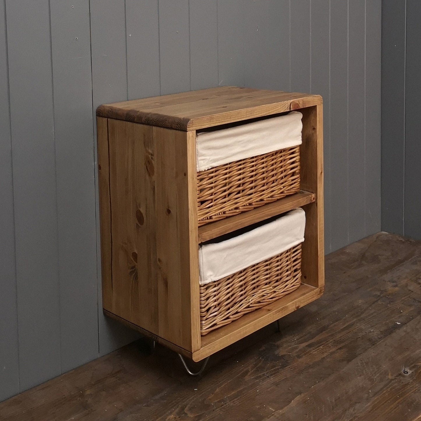 Bedside Night Stand with Baskets