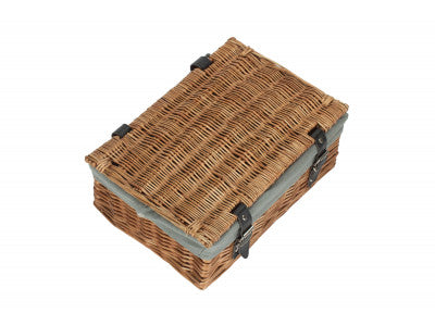 Basket, 14 inch EMPTY WICKER HAMPER BASKET - DOUBLE STEAMED - GREY SAGE LINING