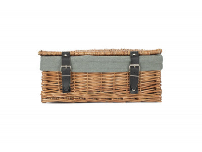 Basket, 14 inch EMPTY WICKER HAMPER BASKET - DOUBLE STEAMED - GREY SAGE LINING