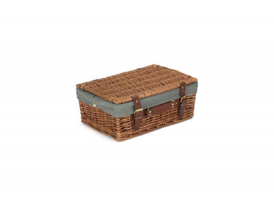 "Basket, 14" LIGHT STEAMED HAMPER with GREY SAGE LINING"