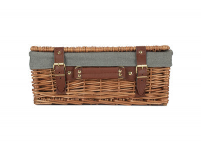 "Basket, 14" LIGHT STEAMED HAMPER with GREY SAGE LINING"