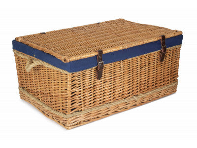 "Basket, 28" ROPE HANDLED TRUNK with NAVY BLUE LINING"