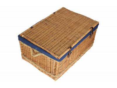 "Basket, 28" ROPE HANDLED TRUNK with NAVY BLUE LINING"