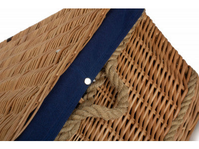 "Basket, 28" ROPE HANDLED TRUNK with NAVY BLUE LINING"