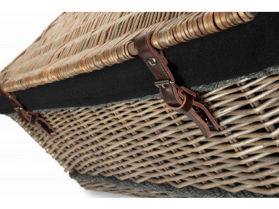"Basket, 28" ANTIQUE WASH ROPE HANDLED TRUNK with BLACK LINING"