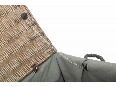 "Basket, 28" ANTIQUE WASH ROPE HANDLED TRUNK with GREY SAGE LINING"