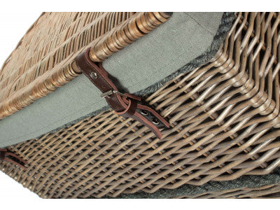 "Basket, 28" ANTIQUE WASH ROPE HANDLED TRUNK with GREY SAGE LINING"