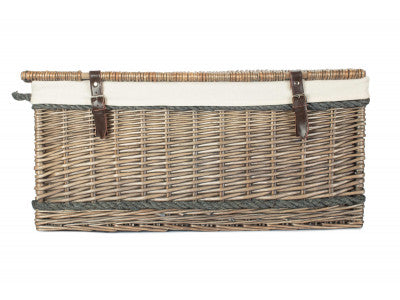 "Basket, 28" ANTIQUE WASH ROPE HANDLED TRUNK with WHITE LINING"