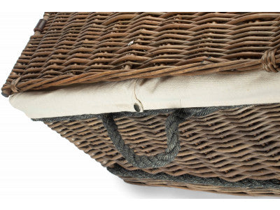 "Basket, 28" ANTIQUE WASH ROPE HANDLED TRUNK with WHITE LINING"