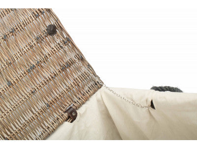 "Basket, 28" ANTIQUE WASH ROPE HANDLED TRUNK with WHITE LINING"